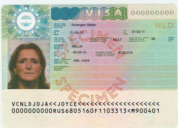 Schengen Visa Specimen